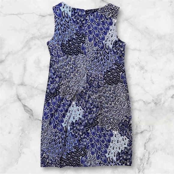 Connected Petite Blue Patterned Sleeveless Dress Sz 12P nwot , 014 - Picture 2 of 2